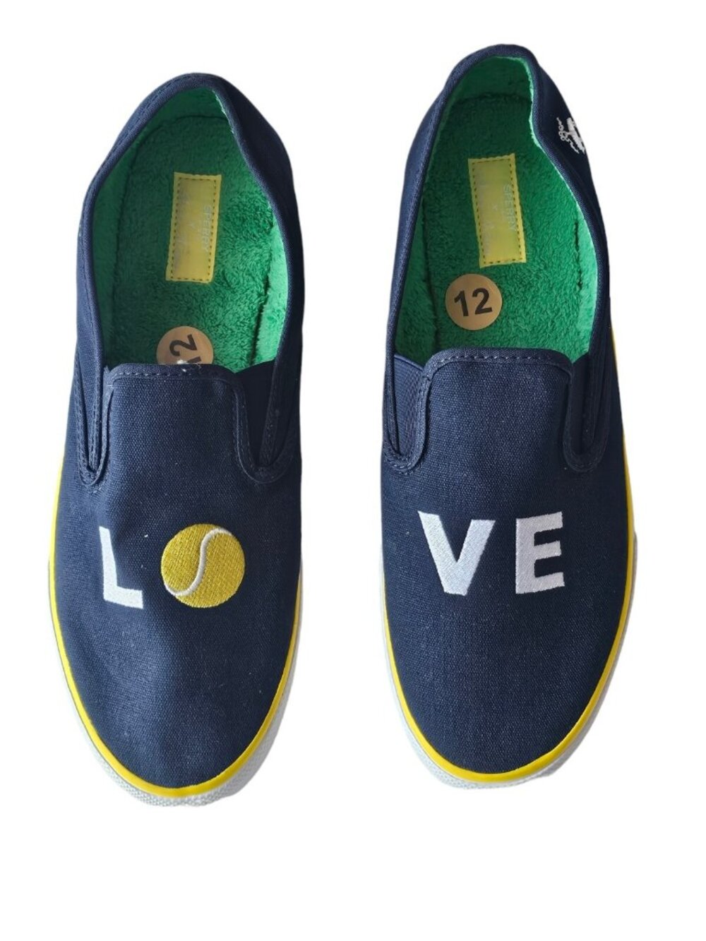 Sperry x Brooks Brothers Love Slip On Tennis Shoes Mens 12 Navy Blue Canvas